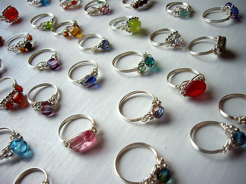 Wire-Wrapped rings by Gayle Bird